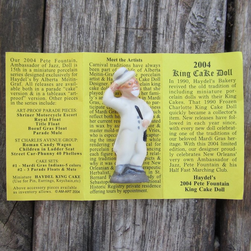 2004 King Cake Doll Haydel's 2004 Pete Fountain Jazz Musician Porcelain Figurine